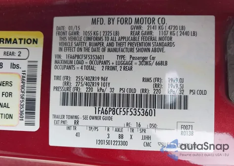 2015 Ford Mustang Gt Premium from USA, damaged, VIN 1FA6P8CF5F5353601